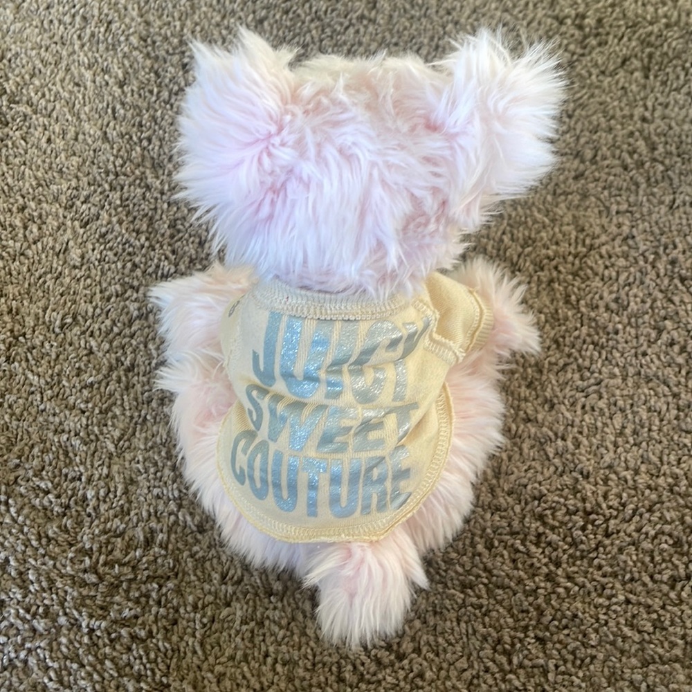 COLLECTORS ITEM VINTAGE JUICY COUTURE Y2K PINK STUFFED SCOTTIE DOG W/ LOGO SHIRT